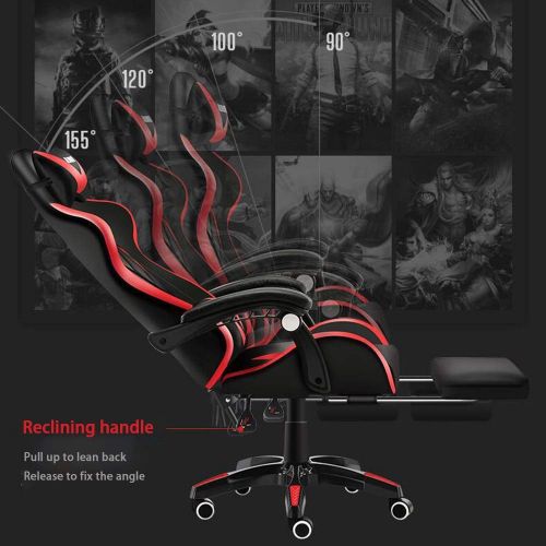  Bseack Swivel Chair E-Sports Chair, 155° Reclining High Back Lifting Rotation 8cm Adjustable Height Game/Office Chair for Student Dormitory Office (Color : Nylon feet)