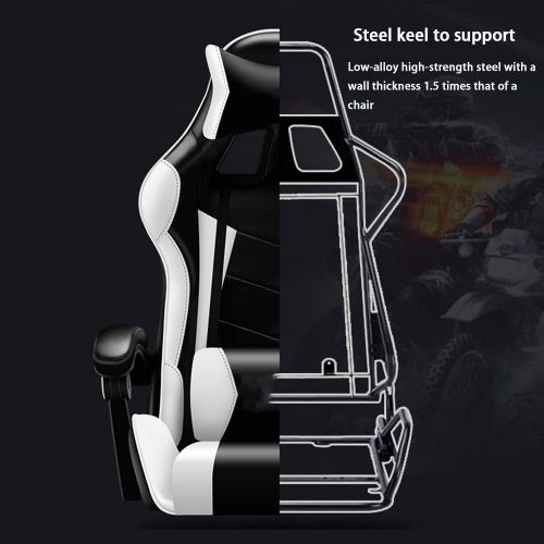  Bseack Swivel Chair E-Sports Chair, 155° Reclining High Back Lifting Rotation 8cm Adjustable Height Game/Office Chair for Student Dormitory Office (Color : Nylon feet)