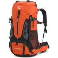 Bseash 60L Hiking Camping Backpack with Rain Cover, Waterproof Large Capacity Outdoor Sport Travel Daypack Climbing Touring (Orange)