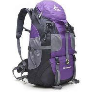 Bseash 50L Hiking Backpack, Water Resistant Lightweight Outdoor Sport Daypack Travel Bag for Camping Climbing Touring (Purple - No Shoe Compartment)