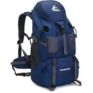 Bseash 50L Hiking Backpack, Water Resistant Lightweight Outdoor Sport Daypack Travel Bag for Camping Climbing Touring (Navy Blue - With Shoe Compartment)