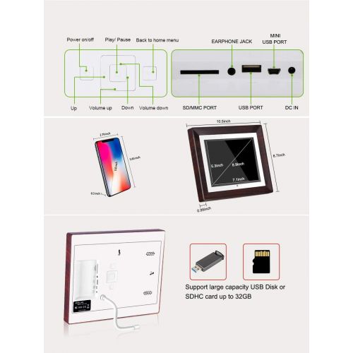  [아마존베스트]Bsimb BSIMB Digital Picture Frame Digital Photo Frame 9 Inch IPS Display 1067x800(4:3) Hi-Res Digital Photo & HD Video Frame with Motion Sensor USB/SD Card Playback Calendar Remote Contr