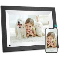 BSIMB Smart WiFi Digital Picture Frame 16GB with Wood Effect, 10.1 Inch HD IPS Display, Instantly Share Photos/Videos via App Email, Easy-to-Use Touch Screen, Auto Rotate in Landsc