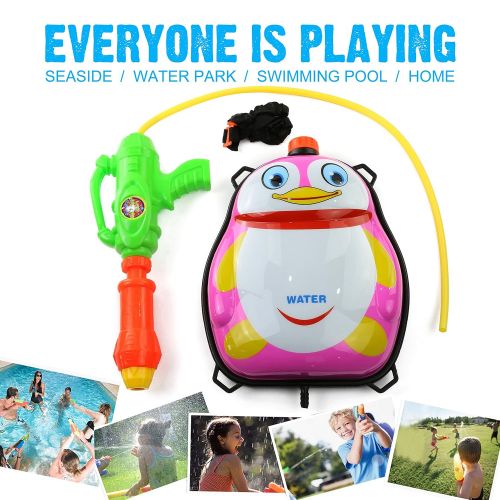  Bstaofy Fireman Toy Backpack Water Gun Blaster with Nozzle and Tank Set, Summer Toys, Outdoor Toys, Bath Toys for Kids (Yellow)