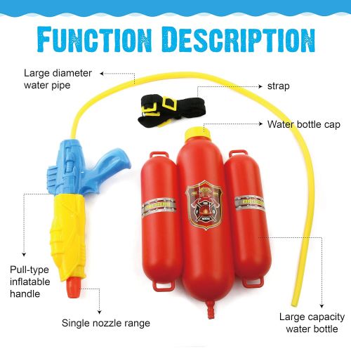  Bstaofy Fireman Toy Backpack Water Gun Blaster with Nozzle and Tank Set, Summer Toys, Outdoor Toys, Bath Toys for Kids (Yellow)