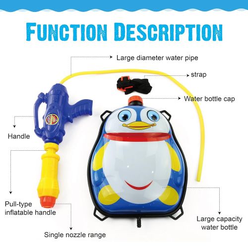  Bstaofy Fireman Toy Backpack Water Gun Blaster with Nozzle and Tank Set, Summer Toys, Outdoor Toys, Bath Toys for Kids (Yellow)