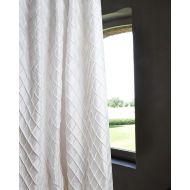 BU Diamond Pintucked Faux Silk 48 Wide Lined Rod Pocketed Living Room Window Curtain Panel Drape (White, 48 W X 84 L)