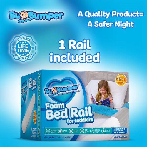  [아마존베스트]BuBumper [1-Pack] Foam Bed Rails for Toddler | Soft Bed Bumper for Kids, Special Needs, Elderly | Baby Bed Guard | Child Bed Safety Side Rails With Water Resistant Washable Cover