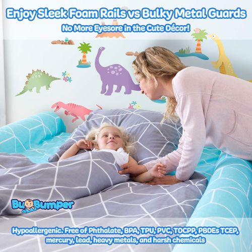  [아마존베스트]BuBumper [1-Pack] Foam Bed Rails for Toddler | Soft Bed Bumper for Kids, Special Needs, Elderly | Baby Bed Guard | Child Bed Safety Side Rails With Water Resistant Washable Cover