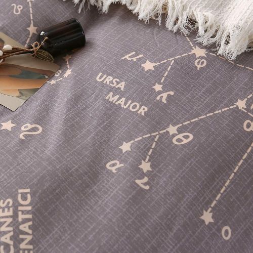  [아마존베스트]BuLuTu Bedding Constellation Print Twin Bedding Sets Cotton Reversible Space Kids Duvet Cover Sets Grey for Kids Adults Zipper Closure with Ties,Gift for Men,Women,Friends,Family,N