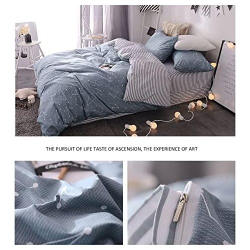  [아마존베스트]BuLuTu Cotton Hypoallergenic Childrens Duvet Cover Sets(1 Duvet Cover, 2 Pillowcases), Constellation, Twin, Brown/Constellation