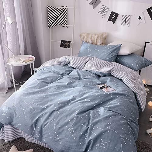  [아마존베스트]BuLuTu Cotton Hypoallergenic Childrens Duvet Cover Sets(1 Duvet Cover, 2 Pillowcases), Constellation, Twin, Brown/Constellation