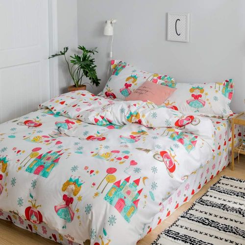  BuLuTu Dinosaur Queen Kids Duvet Cover White Boys Girls 100% Cotton,3 Pieces Premium Soft Reversible Dino Forest Print Teen Bedding Sets FullQueen with Zipper Closure and Ties,Cut