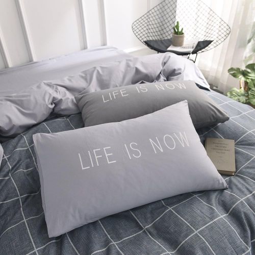  BuLuTu Love Letters Print Modern Men Duvet Cover Set King White Gray 100 Percent Cotton,Lightweight Premium Teen Adults Bedroom Bedding Sets with Zipper Closure,Hotel Quality,No Co