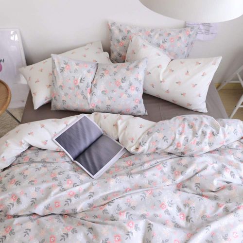  BuLuTu Cotton Kids Bedding Duvet Cover Sets Twin Grey for Boys Girls Leaf Botanical Arrows Teen Bedding Sets Zipper Closure for Children,1 Duvet Cover + 2 Pillowcases,Twin