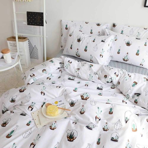  BuLuTu Cotton Kids Bedding Duvet Cover Sets Twin Grey for Boys Girls Leaf Botanical Arrows Teen Bedding Sets Zipper Closure for Children,1 Duvet Cover + 2 Pillowcases,Twin