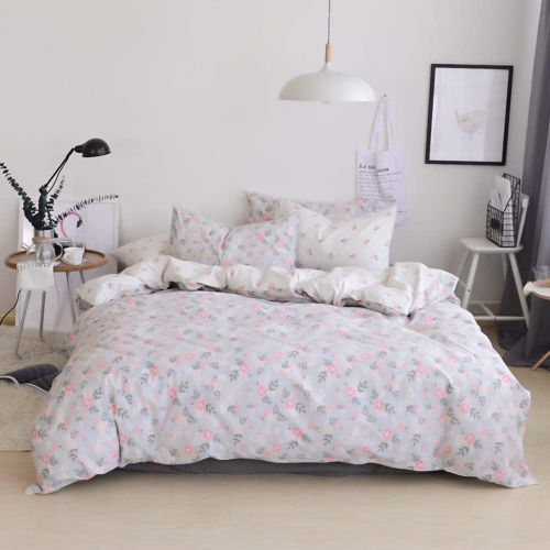  BuLuTu Cotton Kids Bedding Duvet Cover Sets Twin Grey for Boys Girls Leaf Botanical Arrows Teen Bedding Sets Zipper Closure for Children,1 Duvet Cover + 2 Pillowcases,Twin