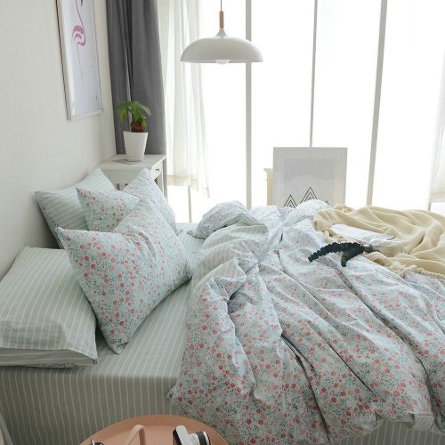  BuLuTu Cotton Kids Bedding Duvet Cover Sets Twin Grey for Boys Girls Leaf Botanical Arrows Teen Bedding Sets Zipper Closure for Children,1 Duvet Cover + 2 Pillowcases,Twin