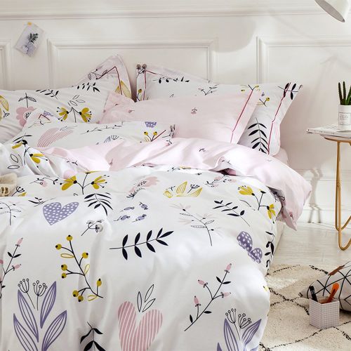  BuLuTu Cotton Kids Bedding Duvet Cover Sets Twin Grey for Boys Girls Leaf Botanical Arrows Teen Bedding Sets Zipper Closure for Children,1 Duvet Cover + 2 Pillowcases,Twin