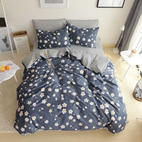  BuLuTu Cotton Kids Bedding Duvet Cover Sets Twin Grey for Boys Girls Leaf Botanical Arrows Teen Bedding Sets Zipper Closure for Children,1 Duvet Cover + 2 Pillowcases,Twin