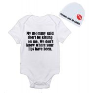 Bubbles Baby Bodysuits Mommy Said No Kisses with Hat Baby Bodysuit Onesie Brand Super Cute Onesies