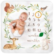 [아마존 핫딜]  [아마존핫딜]Bubzi Co Baby Monthly Milestone Blanket | Watch Me Grow Woodland Nursery Decor | European Design 47 x 47” | Gender Neutral Shower Baby Gifts for Newborn Girl & Boy | Photoshoot Bac