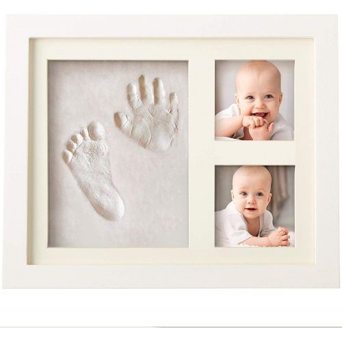  [아마존베스트]Bubzi Co BabyFootprint Kit & Handprint Photo Frame for Newborn Girls and Boys, Baby Photo Album for Shower Registry, Personalized Baby Gifts, Keepsake Box Decorations for Room Wall