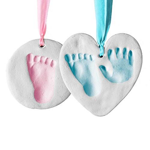  [아마존베스트]Bubzi Co Baby Footprint Handprint Clay Ornament Kit for Newborns Girls and Boys, Personalized Baby...