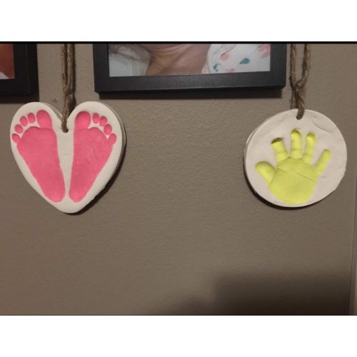  [아마존베스트]Bubzi Co Baby Footprint Handprint Clay Ornament Kit for Newborns Girls and Boys, Personalized Baby...