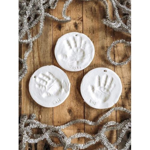  [아마존베스트]Bubzi Co Baby Footprint Handprint Clay Ornament Kit for Newborns Girls and Boys, Personalized Baby...