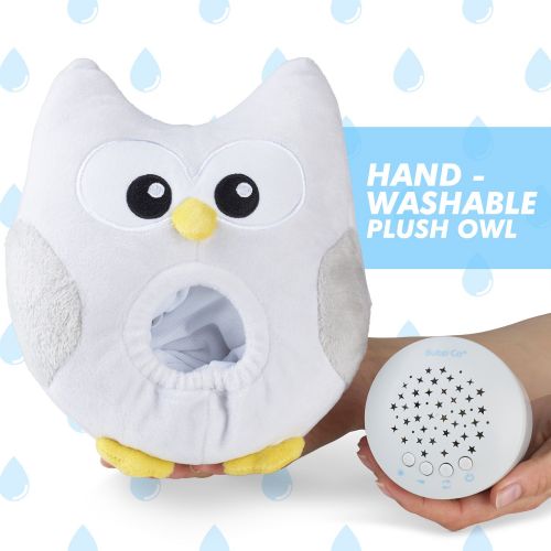  Bubzi Co White Noise Sound Machine & Sleep Aid Night Light. New Baby Gift, Woodland Owl Decor Nursery & Portable Soother Stuffed Animals Owl with 10 Popular Songs for Crib to Comfo