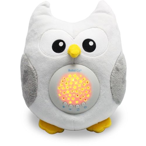  Bubzi Co White Noise Sound Machine & Sleep Aid Night Light. New Baby Gift, Woodland Owl Decor Nursery & Portable Soother Stuffed Animals Owl with 10 Popular Songs for Crib to Comfo