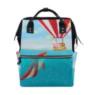 Bucery Girl And Dolphins Pattern Daypacks Computer Bag,College Bag School Bookbag For Travel/Sport/Outdoor/Picnic/Teens/Boy/Girl