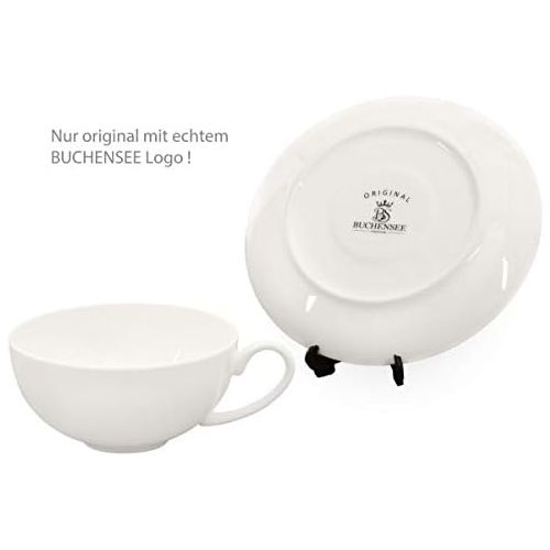  Buchensee Teeservice aus Fine Bone China Porzellan. Teekanne 1,5l mit stilvollem Rautendekor, 4 Teetassen, 4 Unterteller und Stoevchen.