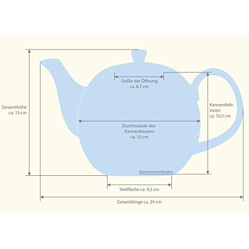  Buchensee Teeservice aus Fine Bone China Porzellan. Teekanne 1,5l mit stilvollem Rautendekor, 4 Teetassen, 4 Unterteller und Stoevchen.