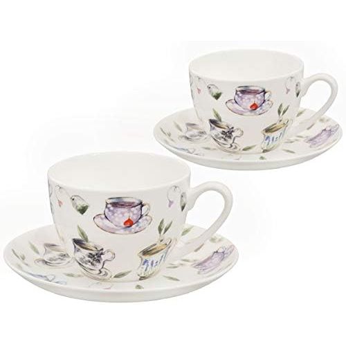  Buchensee Kaffeeservice aus Fine Bone China Porzellan. Tee- / Kaffeekanne 1,5l mit stilvollem Tassendekor, 6 Kaffeetassen und 6 Unterteller.