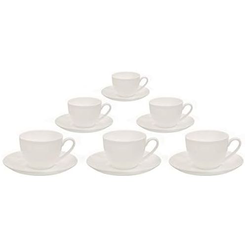  Buchensee Kaffeeservice aus Fine Bone China Porzellan. Tee- / Kaffeekanne in fein-cremigem Weiss mit 1,5l Fuellvolumen, 6 Kaffeetassen und 6 Unterteller.