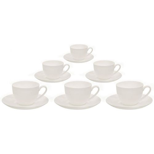  Buchensee Kaffeeservice aus Fine Bone China Porzellan. Tee- / Kaffeekanne in fein-cremigem Weiss mit 1,5l Fuellvolumen, 6 Kaffeetassen und 6 Unterteller.