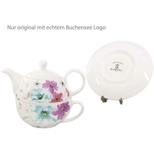  Buchensee Tea for one 400ml. Teeset aus Fine Bone China mit stilvollem Blumendekor.