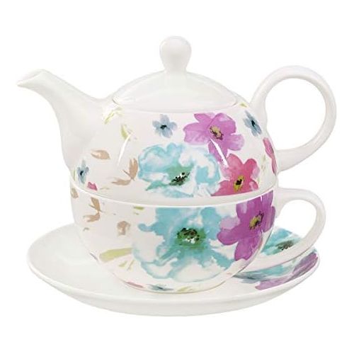  Buchensee Tea for one 400ml. Teeset aus Fine Bone China mit stilvollem Blumendekor.