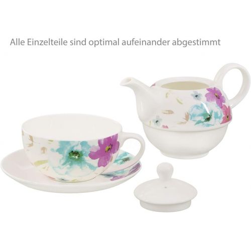  Buchensee Tea for one 400ml. Teeset aus Fine Bone China mit stilvollem Blumendekor.