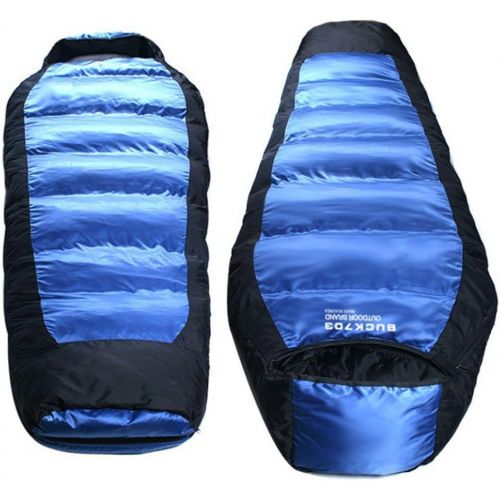  Buck703 Goose Duck Down Sleeping Bag Cold Winter Outdoor Camping Hiking Hunting Quilt Blanket Double fabric Blue 1300g Filling Gift Air Pillows