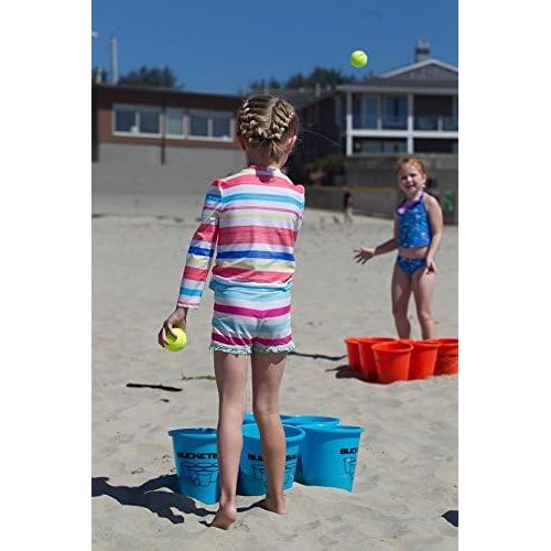  Bucket Ball - Beach Edition - Ultimate Beach, Pool, Yard, Camping, Tailgate, BBQ, Backyard, Lawn, Water, Wedding, Events, Indoor, Outdoor Game ? Best Gift Toy for Boys, Girls, Teen