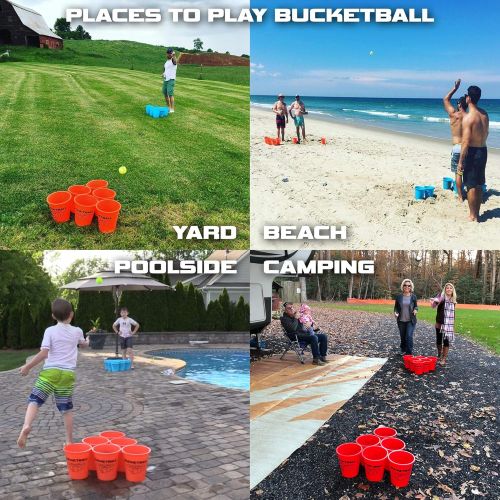  Bucket Ball - Beach Edition - Ultimate Beach, Pool, Yard, Camping, Tailgate, BBQ, Backyard, Lawn, Water, Wedding, Events, Indoor, Outdoor Game ? Best Gift Toy for Boys, Girls, Teen