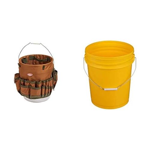  Bucket Boss The Bucketeer Bucket Tool Organizer in Brown, 10030 & Seachoice 90120 5-Gallon Plastic Bucket with Metal Handle Yellow