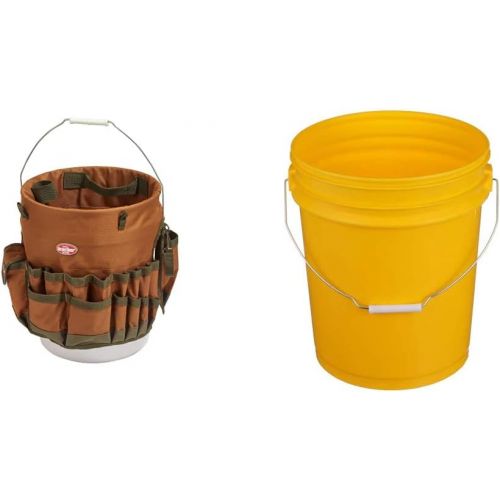  Bucket Boss The Bucketeer Bucket Tool Organizer in Brown, 10030 & Seachoice 90120 5-Gallon Plastic Bucket with Metal Handle Yellow