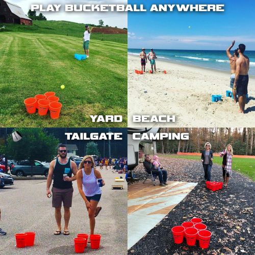  BucketBall - Giant Yard Pong Edition - Ultimate Beach, Pool, Yard, Camping, Tailgate, BBQ, Lawn, Wedding, Events, Water, Indoor, Outdoor Game Toy for Adults, Boys, Girls, Teens, Fa