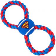 Buckle Down Dog Toy Rope Tennis Ball Superman Shield Blue Blue Red Rope