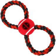 Buckle Down Dog Toy Rope Tennis Ball Deadpool Logo Red Black Red Black Gray Rope