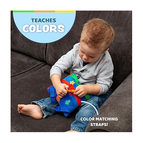  Buckle Toys - Boomer Square - Learning Activity Toddler Plane Travel Essential Toy - Develop Motor Skills and Problem Solving